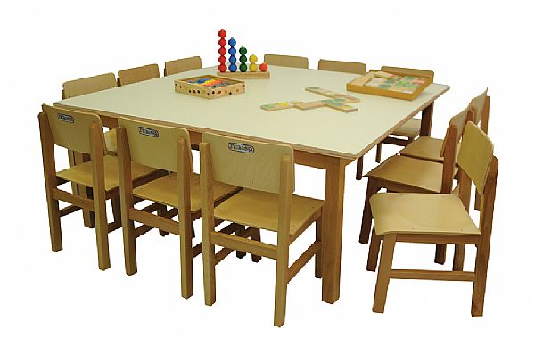 שולחן 120X120 רגל עץ